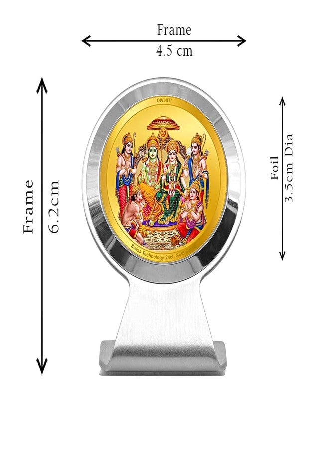 DIVINITI Ram Darbar God Idol Round Photo Frame Tabletop for Car Dashboard,Table Décor,Office,MCF 1CR Photo Frames&24K Gold Plated Foil| Religious Photo Frame Idol for Pooja,Gifts Items (6.2x4.5 cm) - Image 3